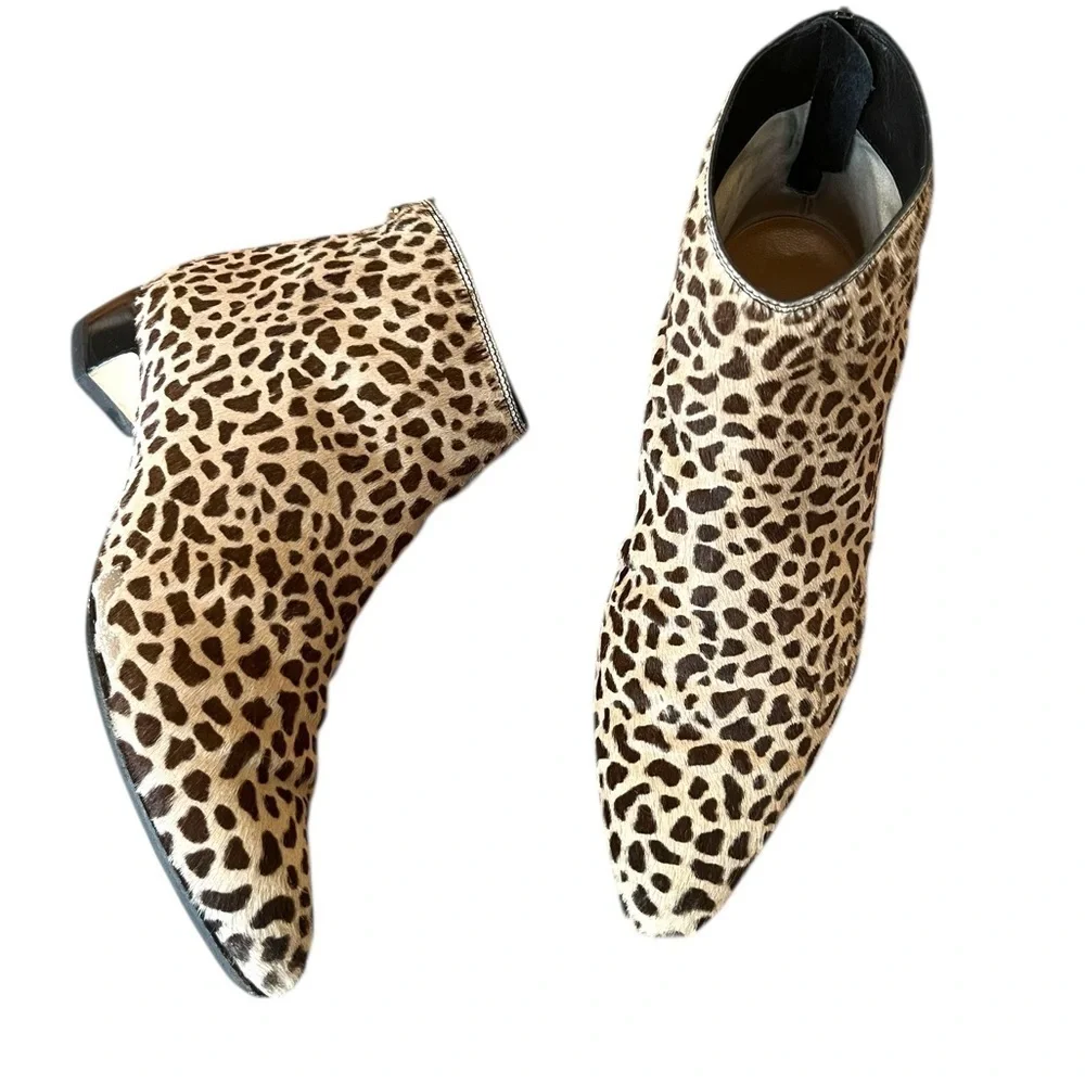 Walter Steiger Leopard Print Pony Hair Ankle Back Zipper with Ball Pull